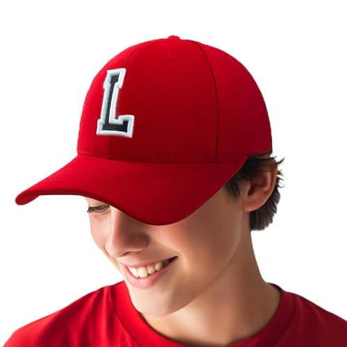Baseballkappe 3D-Stickerei Lässige Baumwolle Alphabet A-Z Red Caps Schwarz...