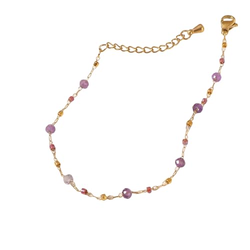 IUYIXWFP Pulseras Piedras Naturales. Pulsera Bohemia Hecha A Mano, Pulsera De Grava Irregular De Moda, Brazalete De Yoga Reiki Con Cadena De Serpiente De Plata Ajustable Para Mujer Amatista