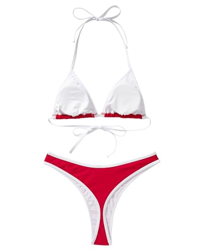 Image of MOSHENGQI Women Sexy Brazilian Bikini 2 Piece Spaghetti Strap Top Thong Swimsuit Bathing Suit