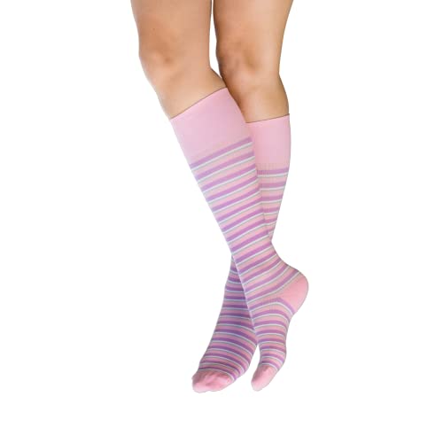 Image of Rejuva Stripe Pattern 15-20 mmHg Knee-High Compression Socks for Women & Men