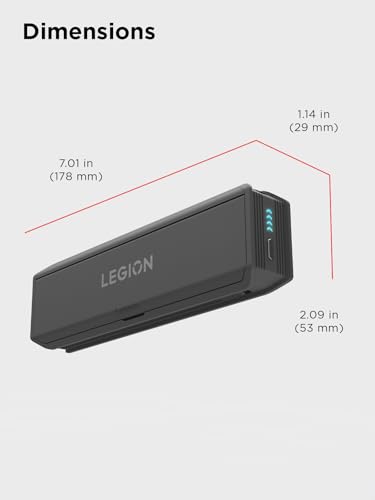 Image of Lenovo Legion Go 65W 12800 Power Bank, Portable Power for Handheld Gaming and Other Devices, USB-C Integrated Cable, Magnetic Attach, Built-in Stand, Black
