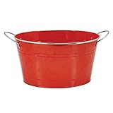 Twine Big Red Ice Bucket, Galvanized Metal Drink Tub, Country Home Wine And Beer Chiller, Holds 4.5 Gallons, 19.75' x 12.8 x 9'