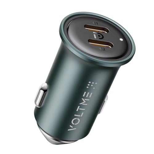 VOLTME シガーソケット USB-C 2ポート PD20W カーチャージャ 2台同時充電 車 充電器 12V/24V入力に対応 PD3.0 PPS 対応 車載充電器 超小型 軽量 タイプc iPhone/iPad/Android各種対応 Cazo 20
