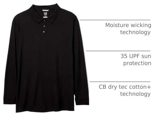 Camiseta Polo de Manga Larga Cutter & Buck para Hombre Talla 3X-Large Tall Negro miniatura 2