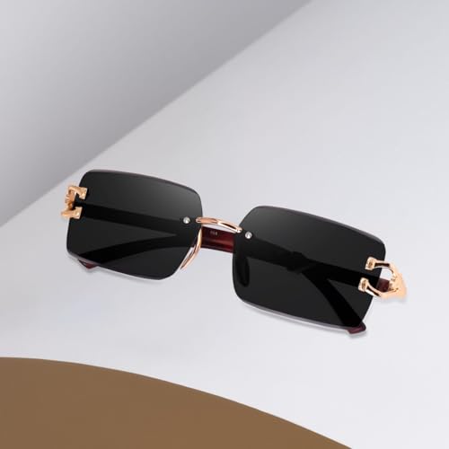 Image of Dervin UV Protected Rectangular Rimless Sunglasses for Men and Women