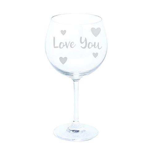 Chichi Gifts Vaso de ginebra personalizable con corazones 'Love You', perfecto para San Valentín