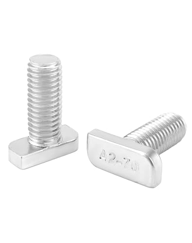 QWORK® 20 Stücke Hammerkopfschrauben M10 x 25, Einschraub T Mutter, Edelstahl A2-70 mit Flanschmuttern, Für Photovoltaik Solar Montageschiene