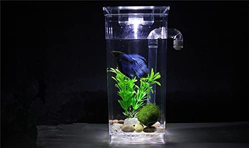 Fish Tank Plastic Lazy Fish Tank Small Aquarium Mini Goldfish Bowl Square Fish Tank Round Fish Tank Ecological Fishbowl Rransparen Aquarium Tank (Color : Square Fish Tank, Size : Small)