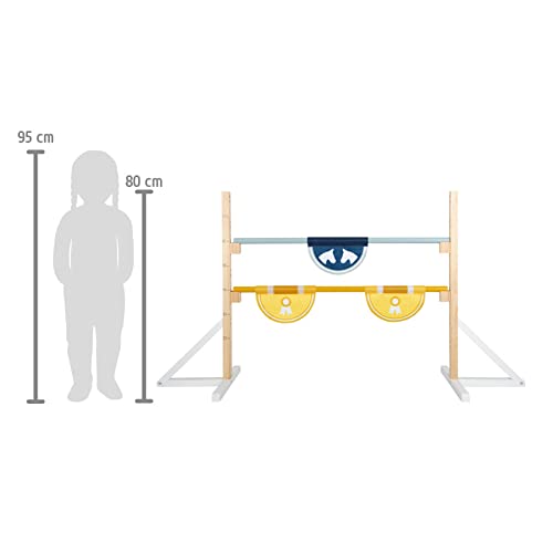 small foot Hindernis-Set für Kinder aus Holz, Outdoor-Bewegungsspielzeug fürs Pferde-Spiel und Hobby Horsing, 12398, Blau, Gelb