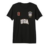 Équipe Football États Unis Sports Nombre 6 Drapeau Américain T-Shirt Haut de Gamme