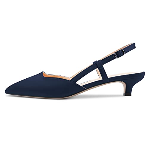 Castamere Low Kitten Heel Pointed Toe Pumps Women Slingback Slip-on Sandals Wedding Office Party Dress 1.4 Inches Heels2