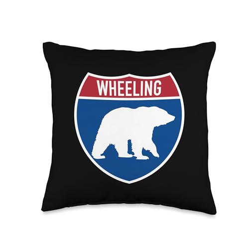 Wheeling West Virginia Bear WV Highway Interstate Souvenir Throw Pillow