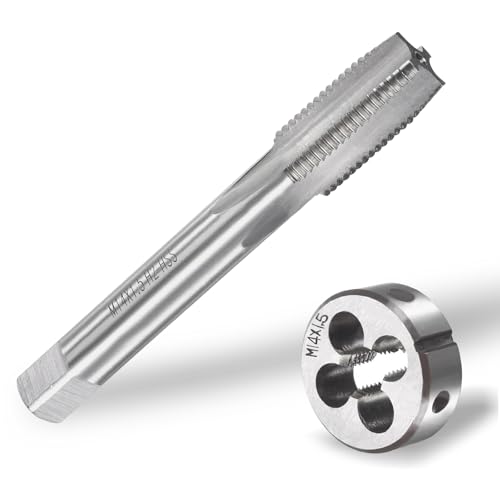 Macho de Roscar, Juego de Grifo y Troqueles Métricos M14 x 1,5 mm, Machos Redondos, Juego de Cortadores de Roscas Métricas, Macho de Máquina, Juego de Machos para Cortar y Reparar Roscas, 1 Juego
