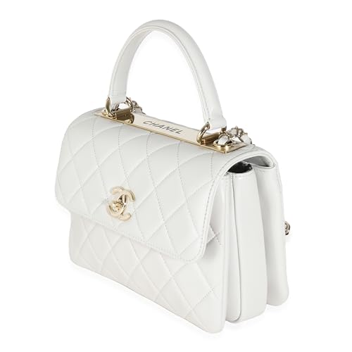 Pre-Loved Grey Quilted Lambskin Small Trendy CC Top Handle Flap Bag, Gray3