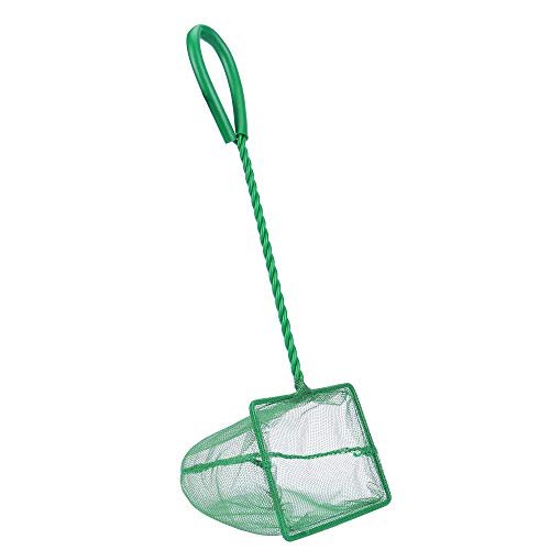 Image of Lpraer 4in 5in 6in Aquarium Fish Net Green Fine Mesh Nylon Net Collection with 11 inch Long Handle Square Quick Catch Fish Net for Fish Tank
