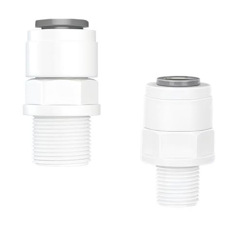 Qrity RO Water Filter Fitting, 1/4" Male to 1/4 Inch Quick Coupling + 1/8" Male to 1/4 Inch Quickfit Connector