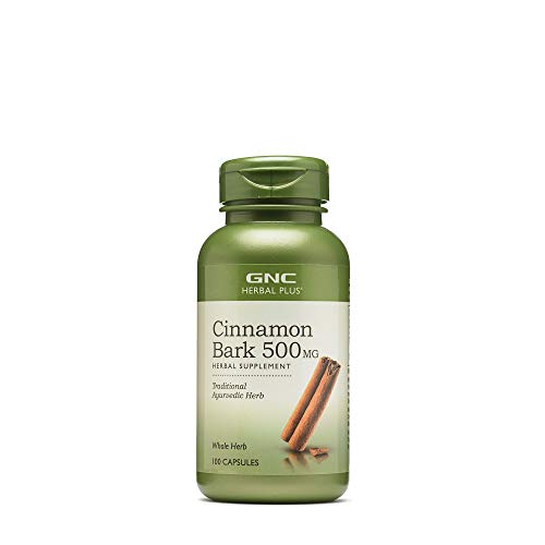GNC Herbal Plus Cinnamon Bark 500mg Supplement, Traditional Ayurvedic Herb, 100 Servings