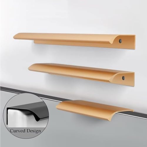Confezione da 10 maniglie nascoste in alluminio per cassetti, moderne, per cucina, bagno, comò e guardaroba, include viti, 120 mm, design elegante (nero)