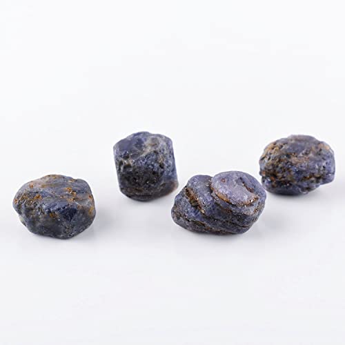 4Pcs, 100 Cts. Natural Raw African Blue Sapphire Gemstone Rough - Jewelry Making Raw Crystals Loose Stone Supplies, Wire Wrapping, Chakra Healing Birthstones, Energy, Diy - Gift Stone (B Grade) #TOP2