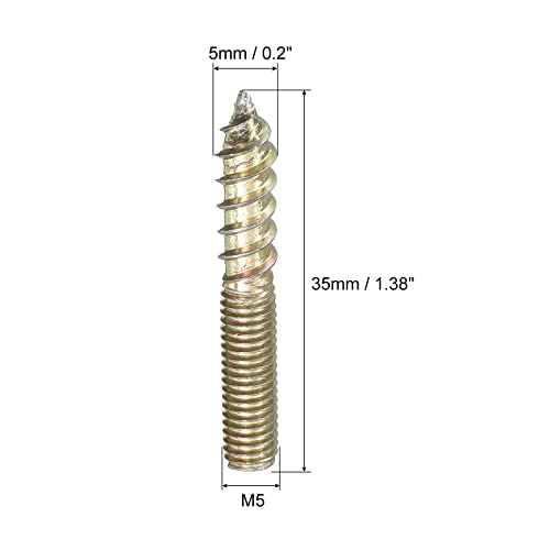 Image of uxcell M5x35mm Hanger Bolts, 12pcs Double Ended Thread Dowel Screws for Wood Furniture Connecting