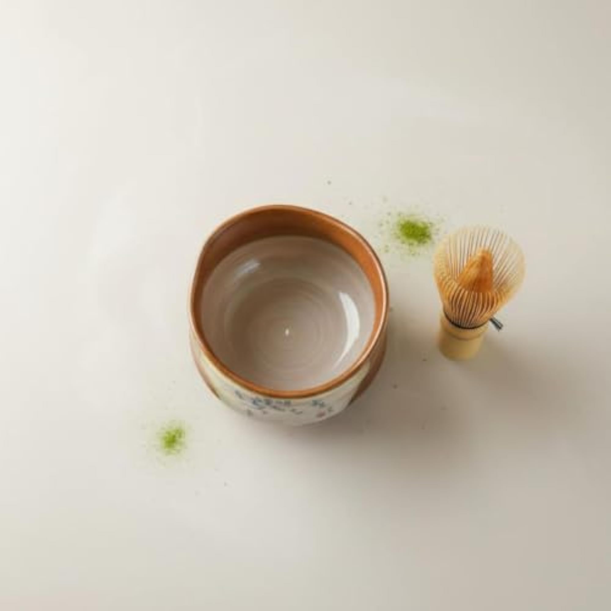 Bamboo Design Coarse Pottery Matcha Bowl