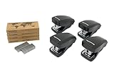 Aria Premium Mini Stapler Set by PraxxisPro - with Built-in Staple Removers, 2000 Standard Staples Included - for Office, School, and Travel (All Black)
