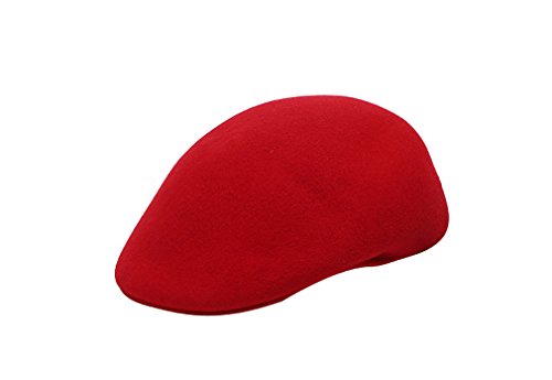 ACVIP Herrenhut Reine Farbe Schafwolle Flat Cap Schirmmütze Schiebermütze(Rot) Cover