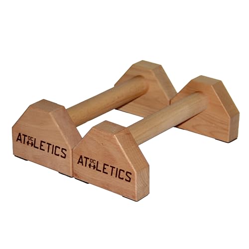 DC ATHLETICS® -Parallettes – Wooden Push Up Bars for Calisthenics, Handstand, Planche & Floor Exercises – Sturdy Basebar with Anti-Slip Pads