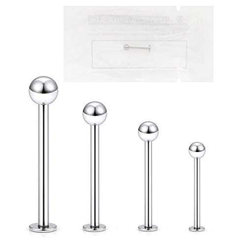 WARRIOR Piercing STERILE Labret per Labro Trago Helix Cartilagine Orecchio Stud in Acciaio Chirurgico 316L 16G(1,2mm) Pallina da 3mm Body Piercing Gioielli PCS-001(10)