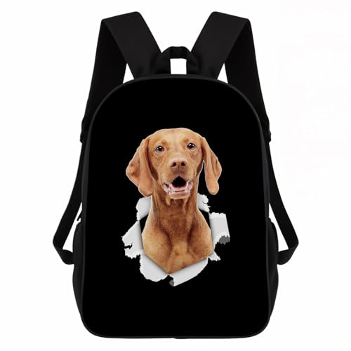 GABSHAIM Vizsla Backpack Daypack Lovely Dog Print Bookbag Laptop Bag For Work Travel Hiking 17 Inch Black Lightweight