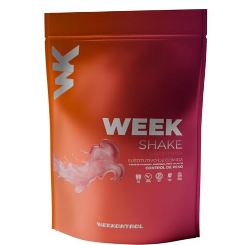 Weekontrol Batido Sustitutivo de Comida Week Shake con Alto Porcentaje de Proteína Vegetal para Mantener Peso. Batido Saciante en Variedad de Sabores (600gr (1 unidad), Fresa)