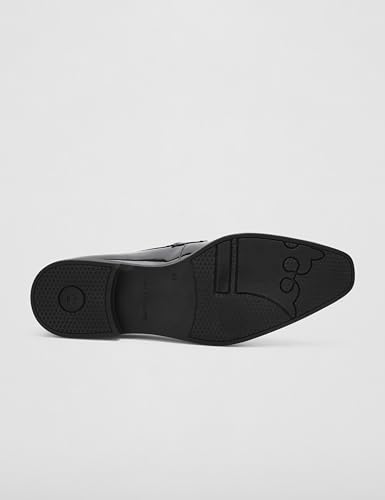 Image of Louis Philippe Men Patent Leather Breathable Lining Material Anti Slip with Heel TPR Sole Formal Slip-on Shoes