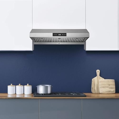 Image of Hauslane Range Hood Under Cabinet 36 Inch - Ducted Stainless Steel Range Hood, 6 Speed Kitchen Vent Hood 36 Inches, Stove Vent Hood for Kitchen with Auto Shut-off, LED, Touch Panel - Chef Series PS18