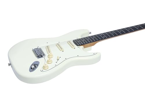 Eko Guitars – Chitarra Elettrica ST-300, Corpo Pioppo, Manico Acero, Tastiera Wpc 22 Tasti, 3 Pickup Single-Coil, Ponte Tremolo, Scala 650 Mm, Colore Olympic White - 4