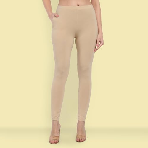 Image of ONE SKY Women Full Length Leggings | Cotton Modal Spandex Blend | High Waist Stretchable & Bio-Washed Fabric | Colour-Lock Technology | Comfortable Leggings for Women