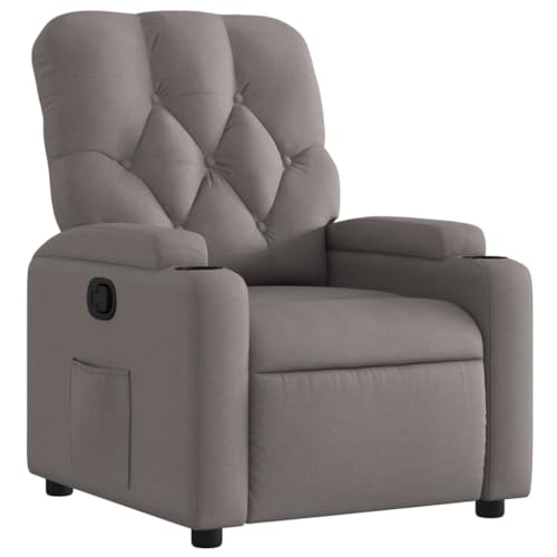 vidaXL Fauteuil Inclinable, Chaise de Relaxation avec Porte-gobelets, Siège avec Dossier et Accoudoirs Salle de Séjour, Moderne, Taupe Tissu