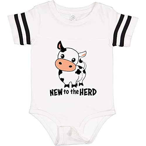 Image of inktastic New To the Herd Cute Cow Baby Bodysuit Newborn Football White and Black 34598