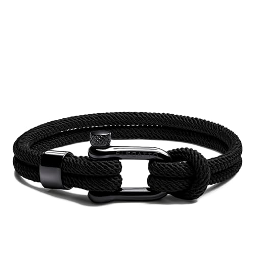 Elegatto Alchor Platinum Rope Bracelet for Men | Premium Nylon Marine Cord with Silver Polished Stainless Steel Shackle Closure | Waterproof and Fade-Resistant | Men’s Designer Bracelets
