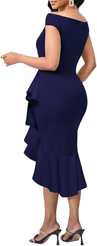 Image of SxClub Elegant Dress for Women Sexy 3 /4 Sleeve Business Knee Length Dresses Fishtail Zipper Belt