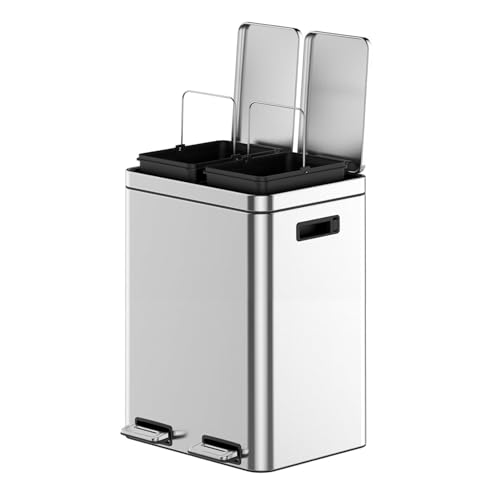 Bote de basura doble 2 x 20 L acero inoxidable con pedal