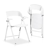 KAIHAOWIN Klappstühle 2er-Set,Klappstuhl Kunststoff mit Armlehne, Faltbare Stühle mit Breiter...
