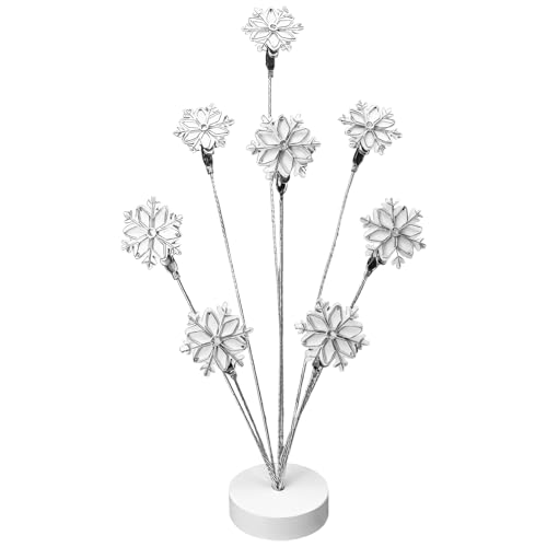 Family Tree Picture Holder, 8-Branch Adjustable Metal Display with White Floral Clips for Desk, Office, Or Home