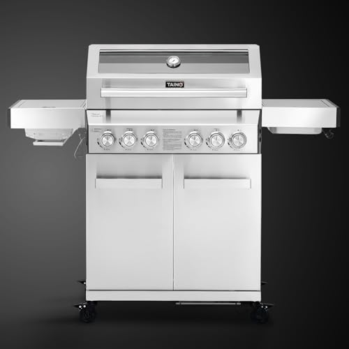 TAINO PLATINUM YAMARA 4+2 Gasgrill Edelstahl 4 Brenner Keramik Sear-Burner Keramik Backburner Piezo-Zündung Grillrost gusseisern