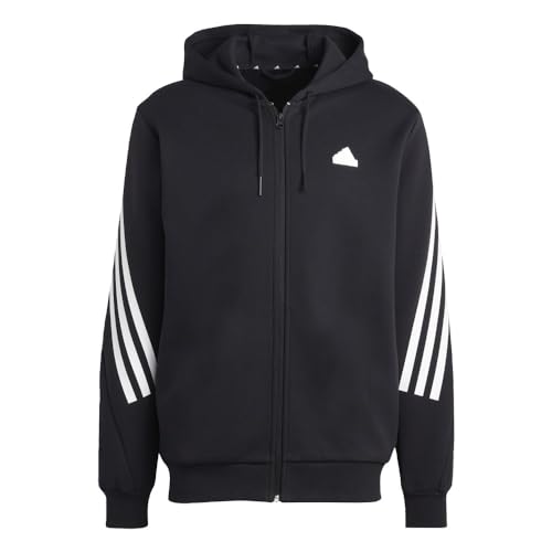 adidas Men's Future Icon 3-Stripes Full-Zip Hoodie, Black/White, M