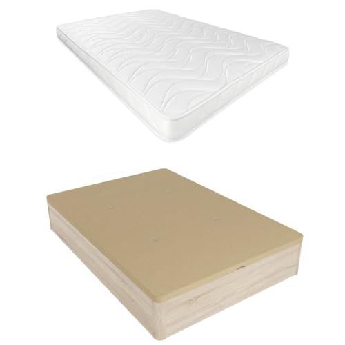 Somnia Descanso - Pack Colchón Viscoelástico Zaire Reversible + Canapé Madera Abatible Reforzado con Gran Capacidad | Color Cambria 90 x 190