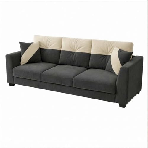 Image of Revola Plush Comfort Sofa | 3 Seater | Luxury Velvet Suede Fabric | Modern Living Room Sofa | Dark Gray - Cream