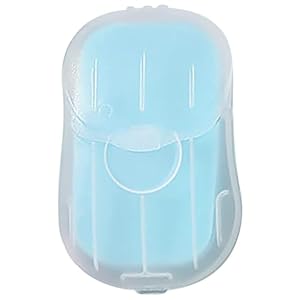 50Pcs Blue Portable Soap Sheets, Mini Portable Travel Soap Paper Sheets Disposable Water Soluble Hand Washing Bath Scented Paper Soap Camping Soap and Shampoo for Outdoor, Camping Hiking,Personal Care