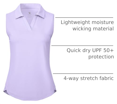 Image of BGOWATU Women's Sleeveless Golf Polo Shirts Collared V Neck Tennis Tank Tops UPF 50+ Quick Dry Lightweight