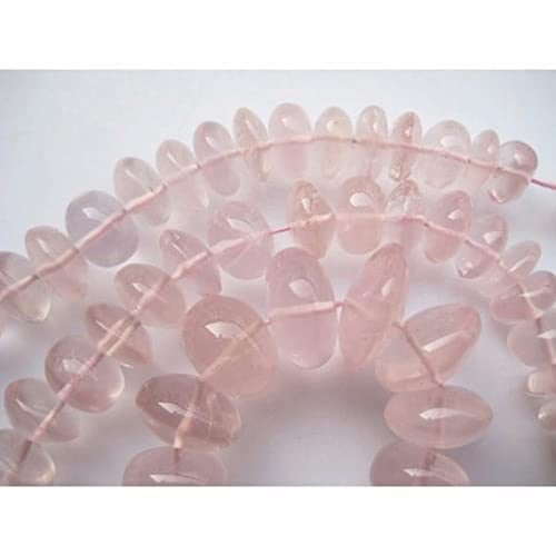 LKBEADS Rose Quartz Beads, Rose Quartz Rondelles, Rondelle Beads, 6mm To 14mm, 8 Inch