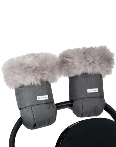 Image of 7AM Enfant Stroller Warmmuffs Gloves - Anti-Freeze Stroller Mittens for Handlebars, Water Repellent Hand Warmer Muff for Cold Weather, Plush Lined Stroller Warmmuffs | Winter Stroller Accessories